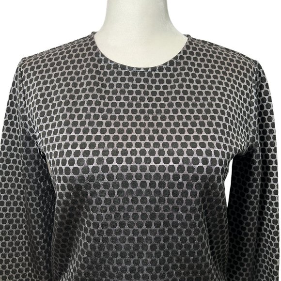 Perfect! Theory Gray & Black Dot Body Conscious Long Sleeve Shirt Size M… - Picture 4 of 8